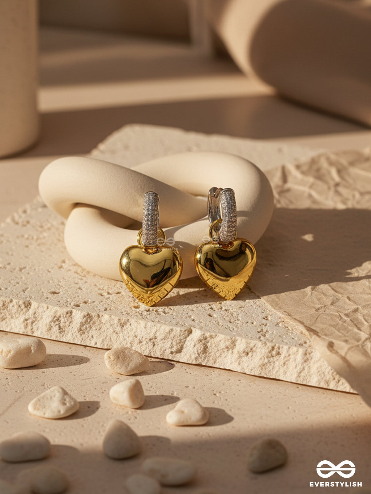 Heart Glow - Dual-Plated Anti-Tarnish Heart Shaped Luxury Golden Earrings