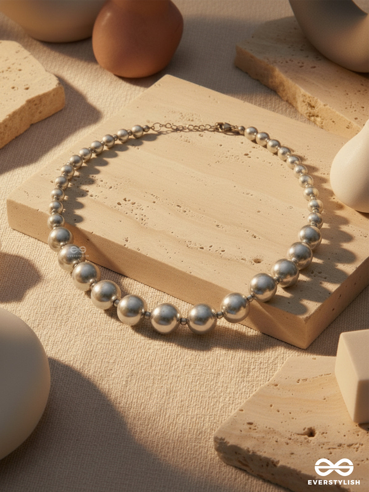 Polished Zenith - Refined Luxury Metallic Bead Neckpiece