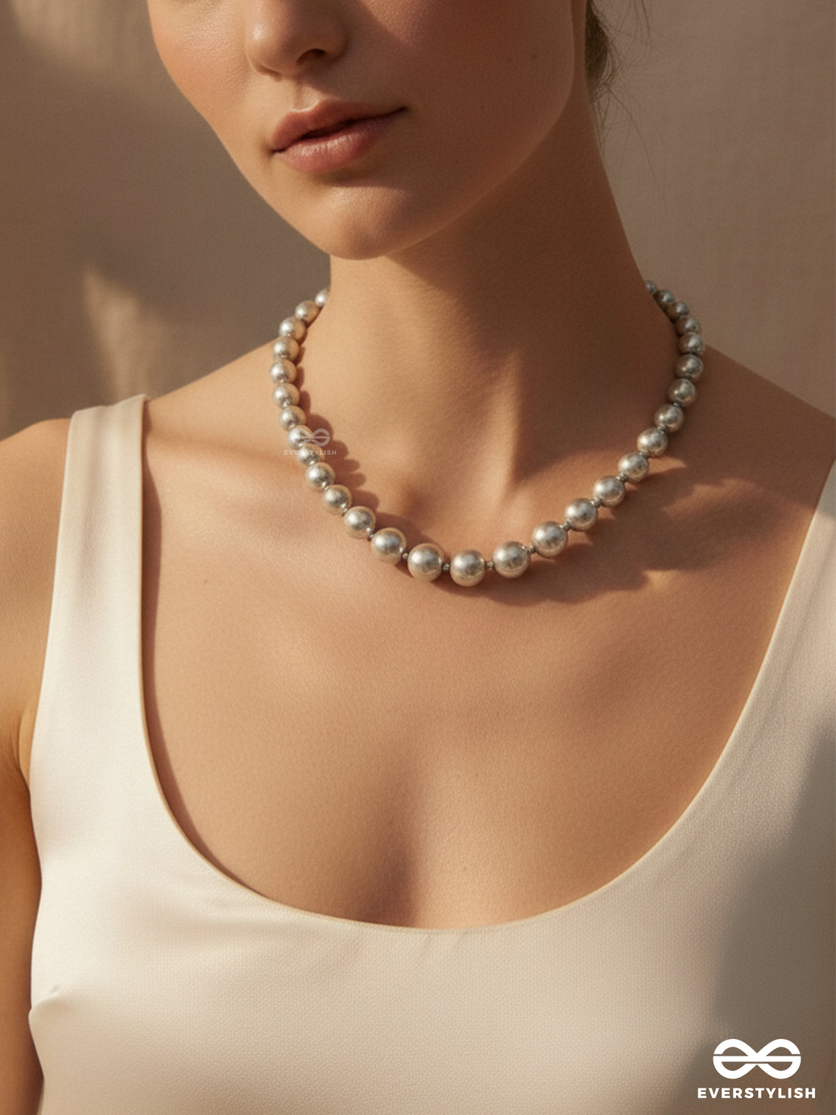 Polished Zenith - Refined Luxury Metallic Bead Neckpiece