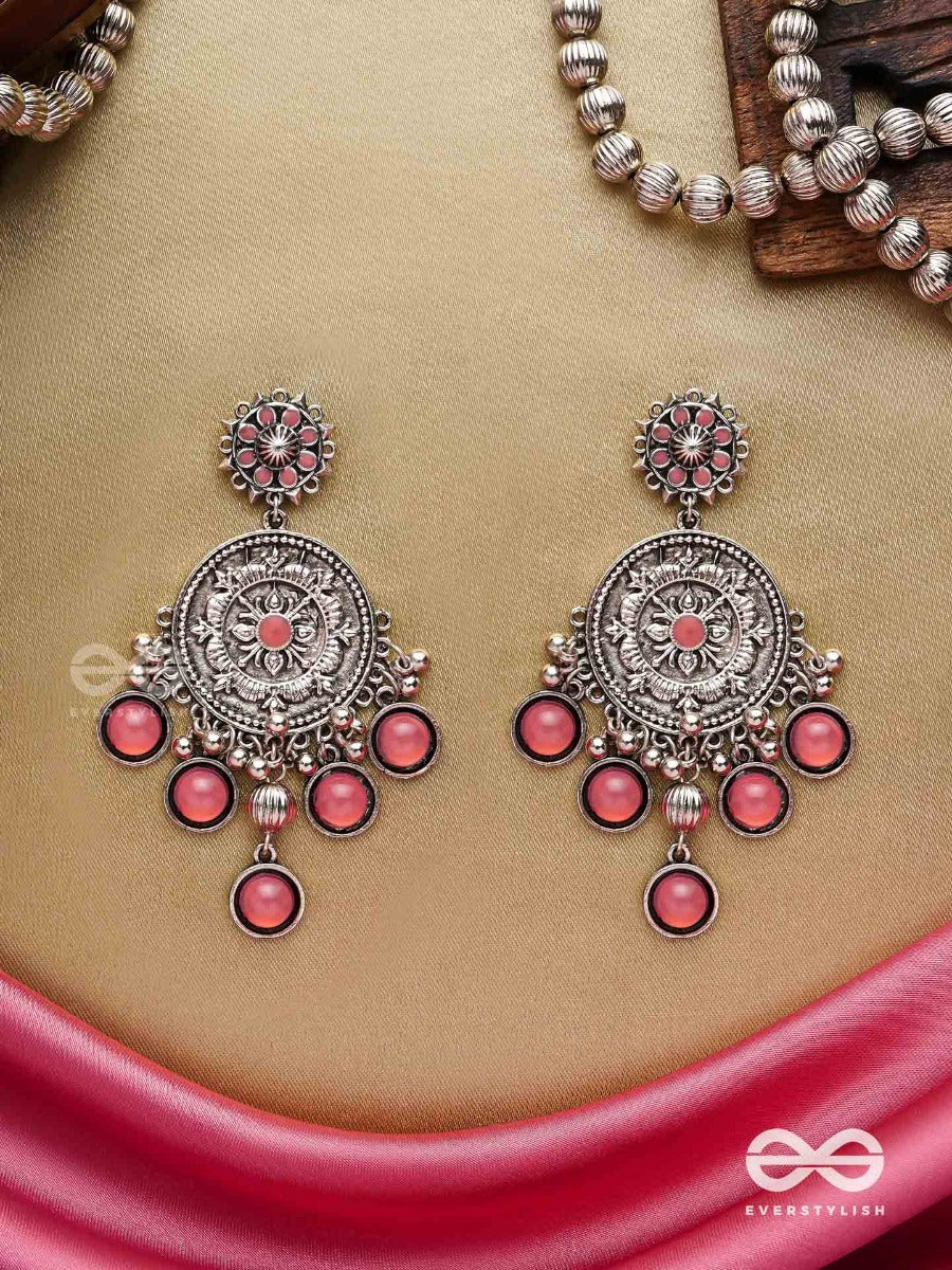 Gem Flower -Pastel Pink Oxidized Earrings
