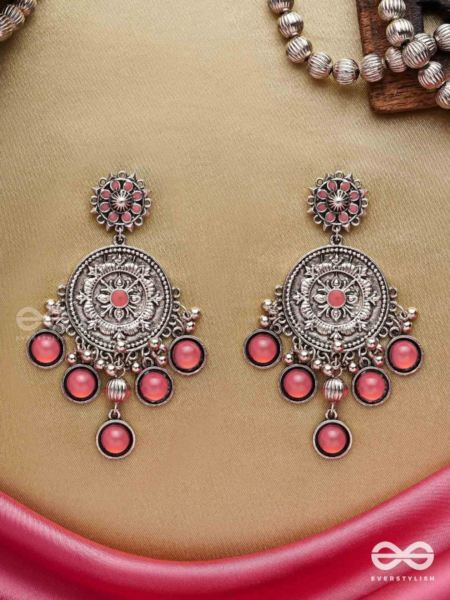 Gem Flower -Pastel Pink Oxidized Earrings