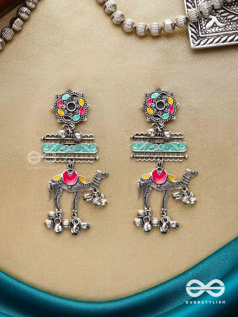 Camel's Melody- Oxidized Camel Motif Earrings