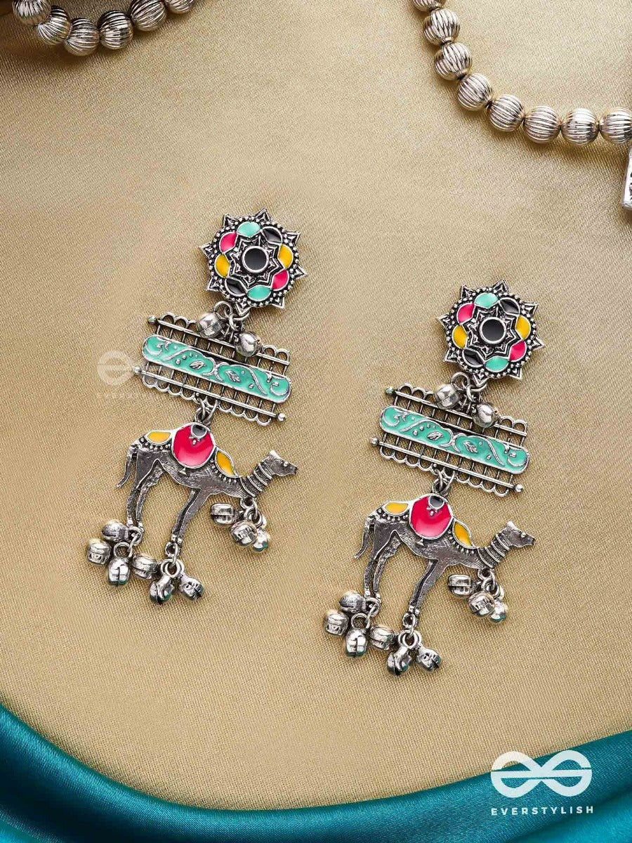 Camel's Melody- Oxidized Camel Motif Earrings