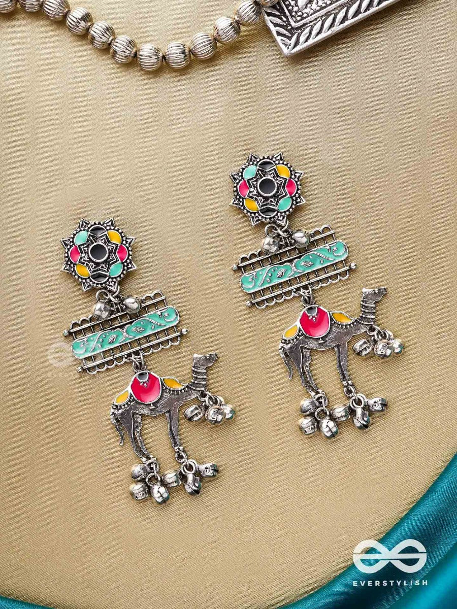 Camel's Melody- Oxidized Camel Motif Earrings