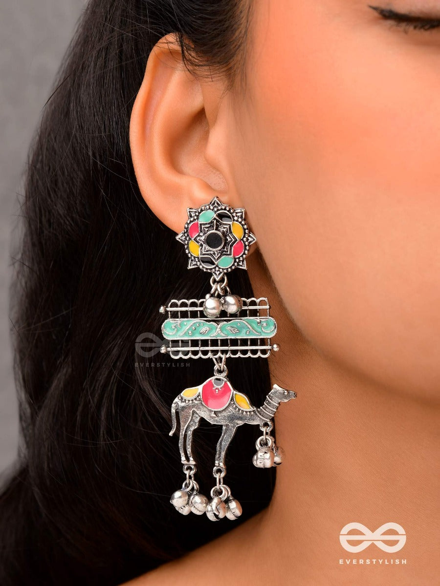 Camel's Melody- Oxidized Camel Motif Earrings