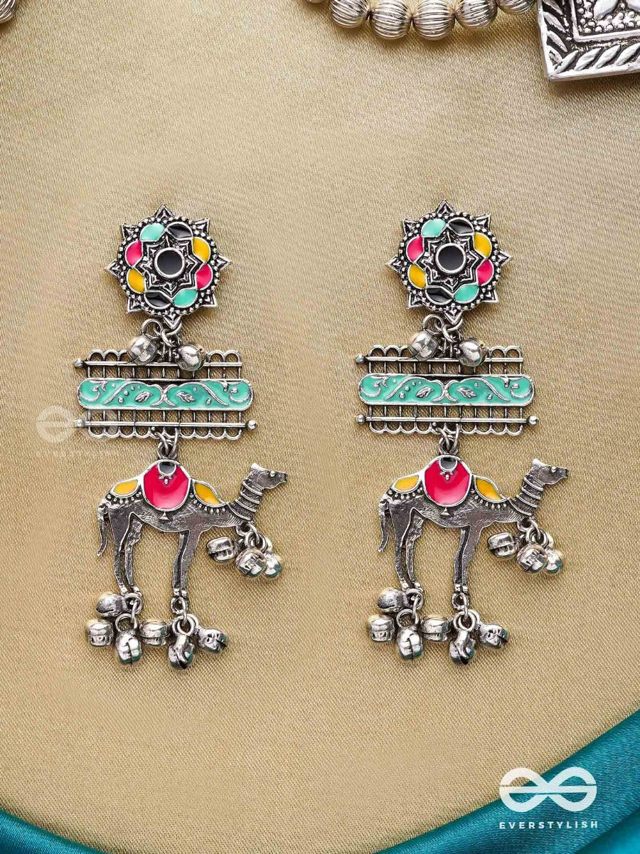 Camel's Melody- Oxidized Camel Motif Earrings