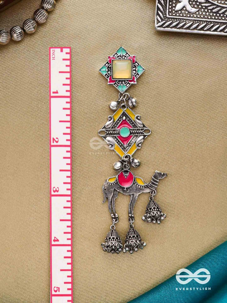 Camel's Charm- Three- Layered Oxidized Earrings