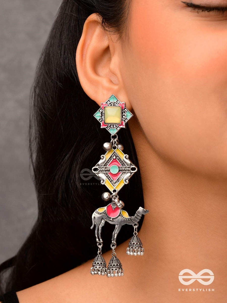 Camel's Charm- Three- Layered Oxidized Earrings