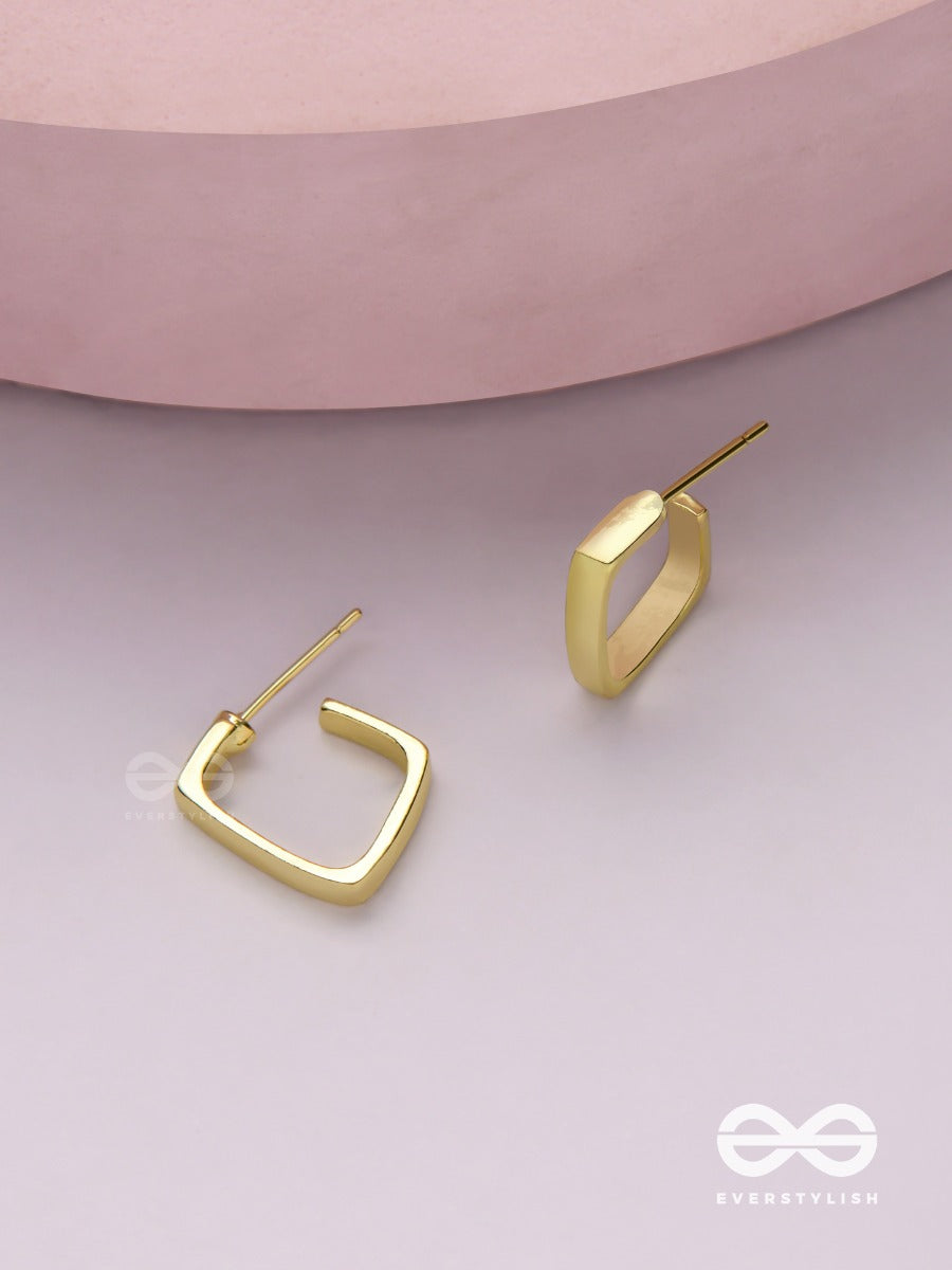 Golden Glimmer- Golden Colored Rectangular Hoop Earrings