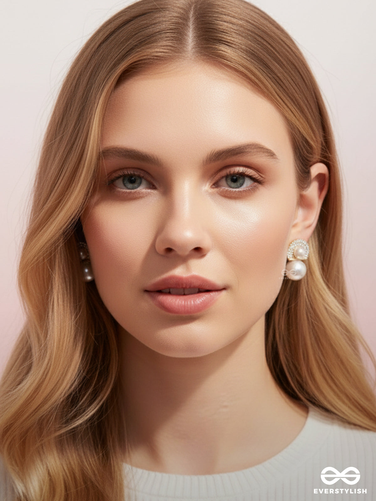 Crystal Orbits- Crystal Studded Statement Earrings With Dropping Pearls