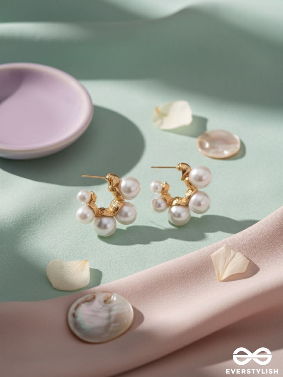 Plush Desires- Golden Circular Earrings With Studded Pearls