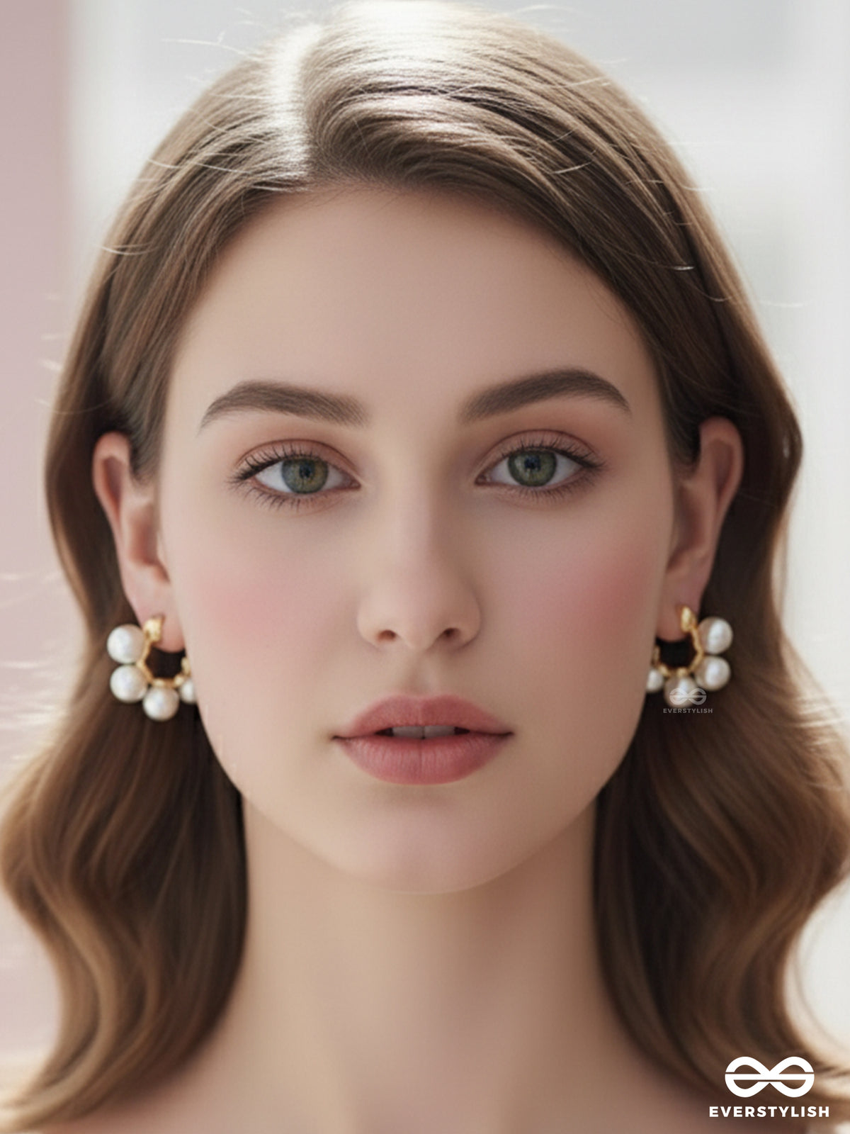 Plush Desires- Golden Circular Earrings With Studded Pearls