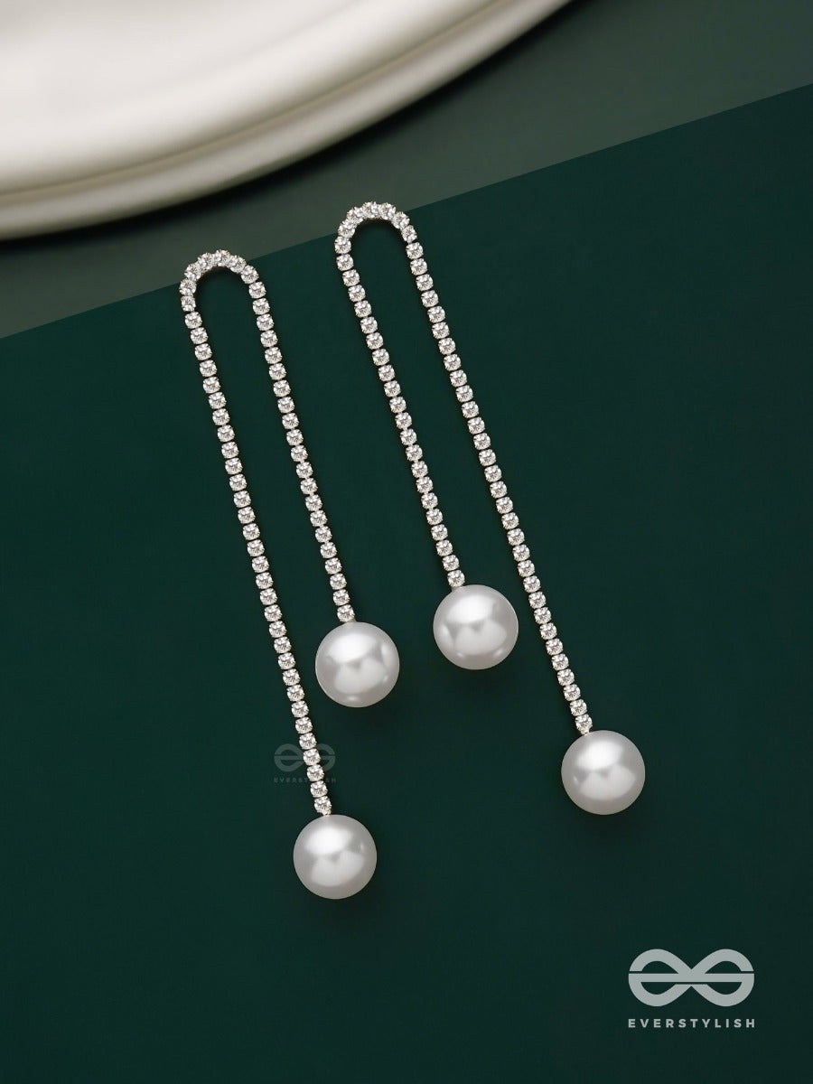 New Dawn - Dangling Crystal Earrings With White Pearl