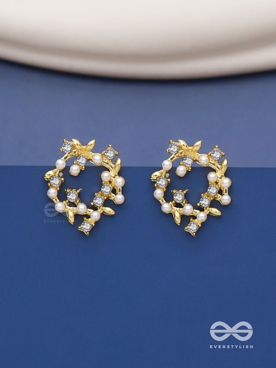 Emerald Vines -Wreath Shaped Pearl Studs