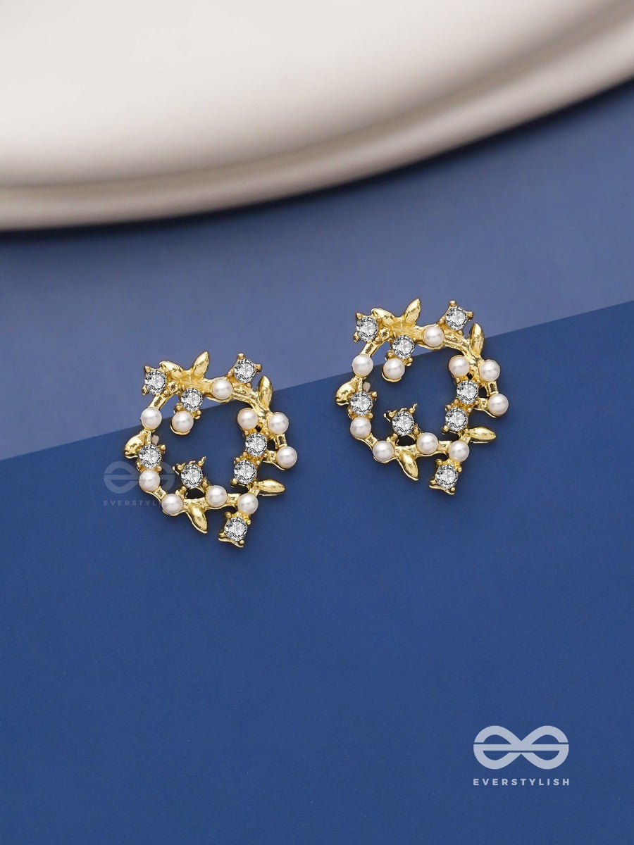 Emerald Vines -Wreath Shaped Pearl Studs