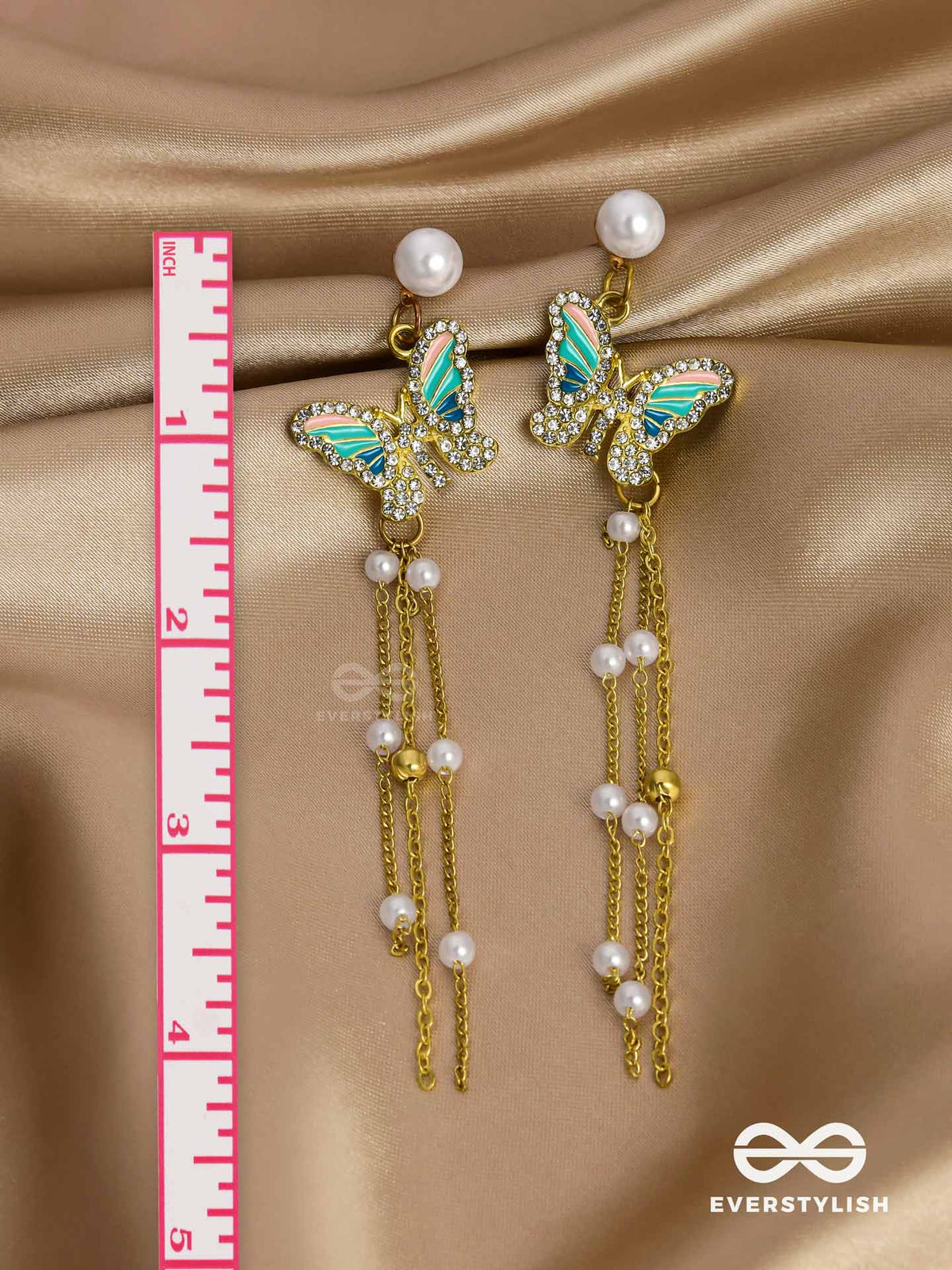 Serene Seabreeze - Dangling Butterfly Aqua Earrings