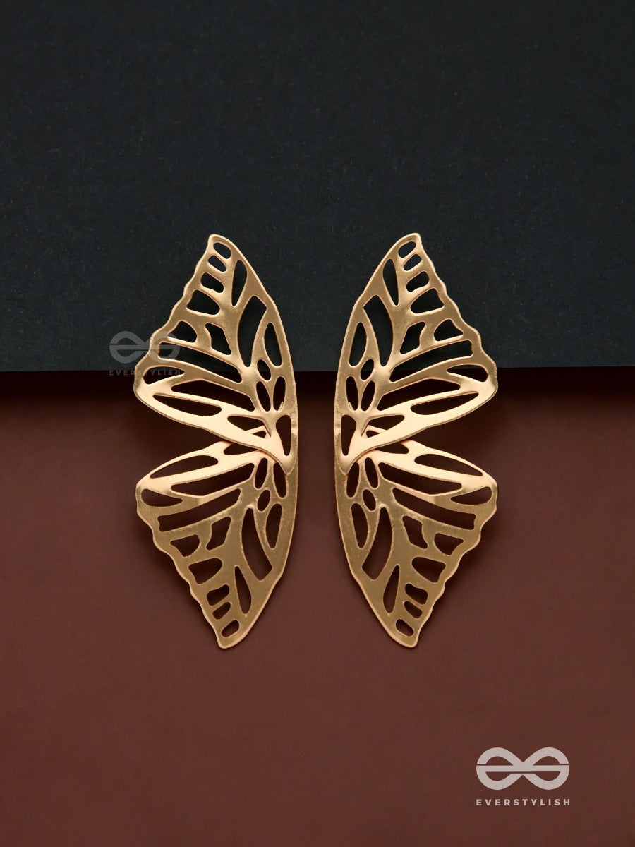 Sunshine Waltz - Butterfly Platinum Finish Earrings