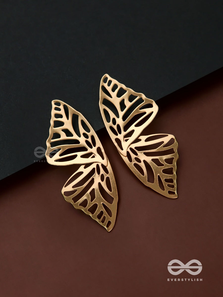 Sunshine Waltz - Butterfly Platinum Finish Earrings