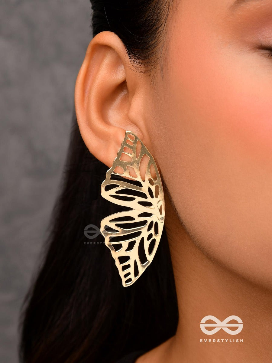 Sunshine Waltz - Butterfly Platinum Finish Earrings