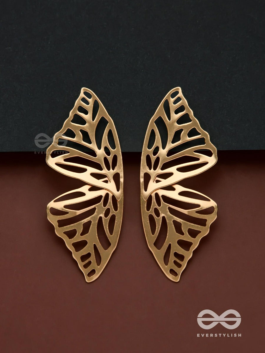 Sunshine Waltz - Butterfly Platinum Finish Earrings