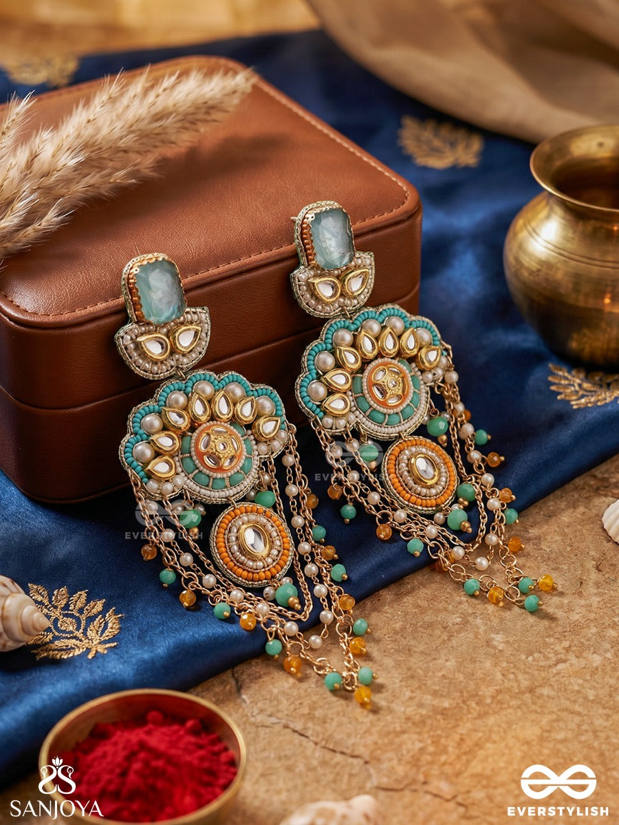 Vibhutimala - Ornamental Grace - Decorative Earrings With Embellished Motifs And Cascade Details