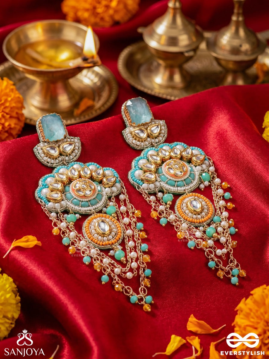Vibhutimala - Ornamental Grace - Decorative Earrings With Embellished Motifs And Cascade Details