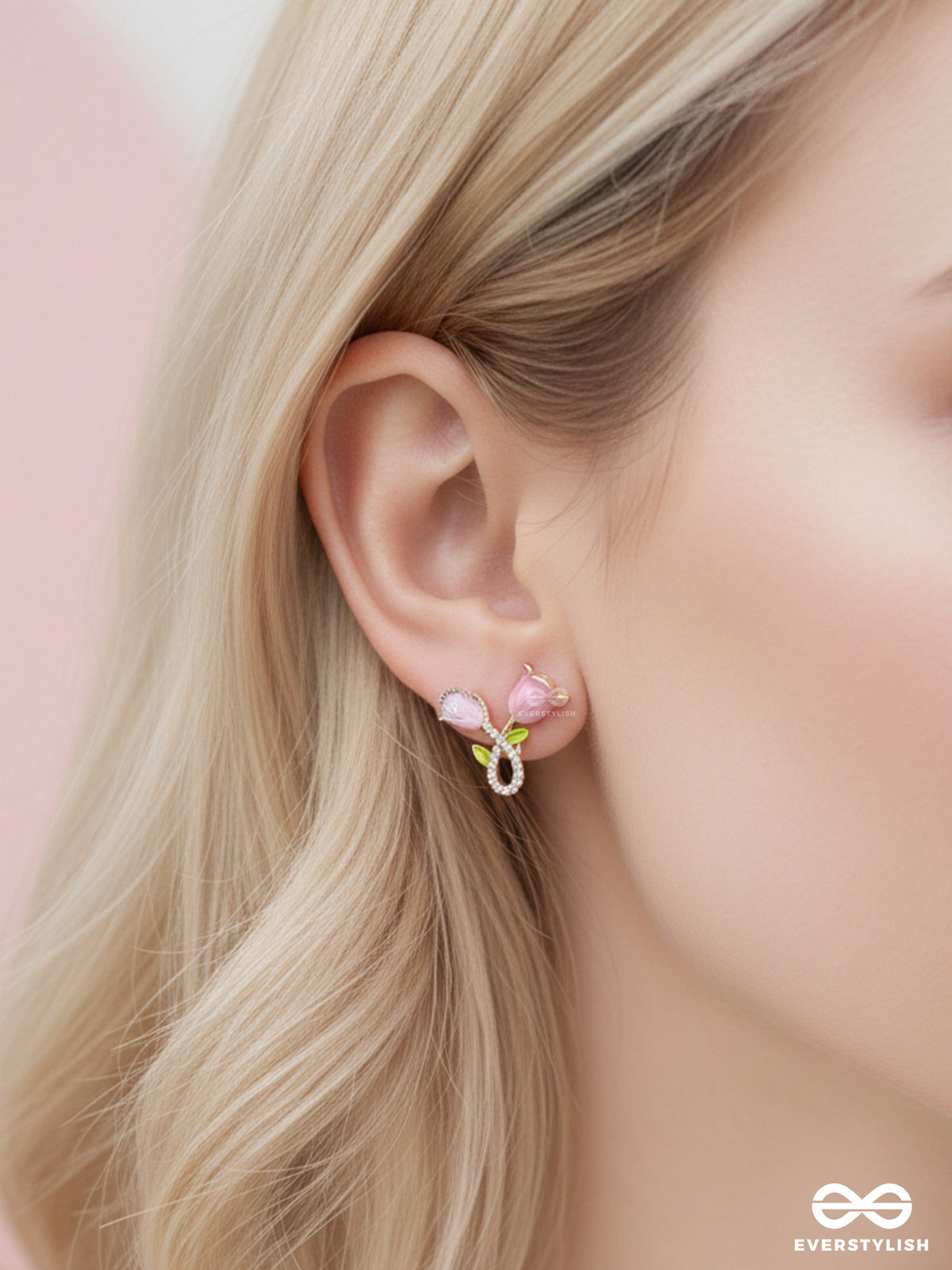 Petal Grace- Pink Floral Charm Earrings