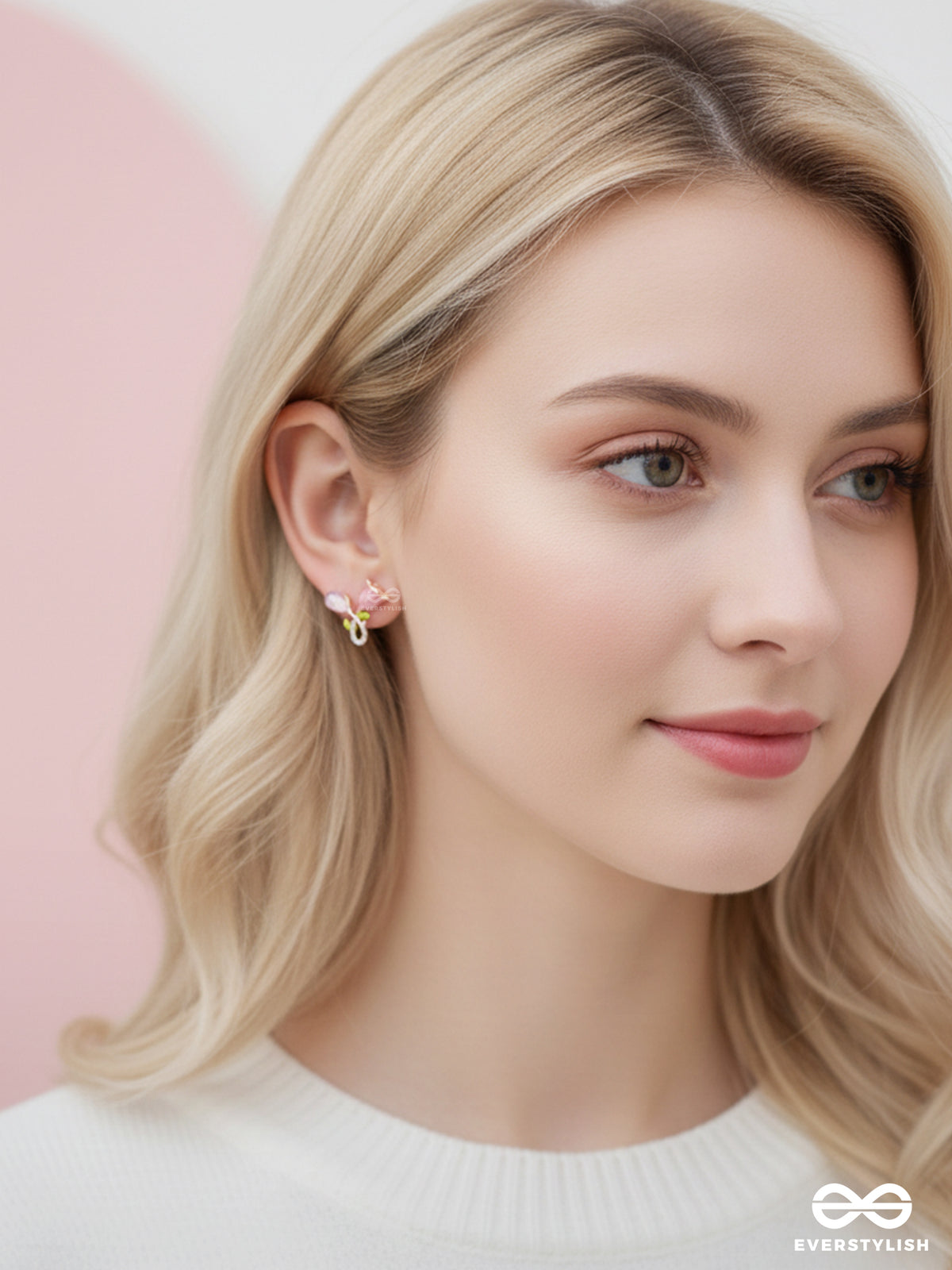 Petal Grace- Pink Floral Charm Earrings