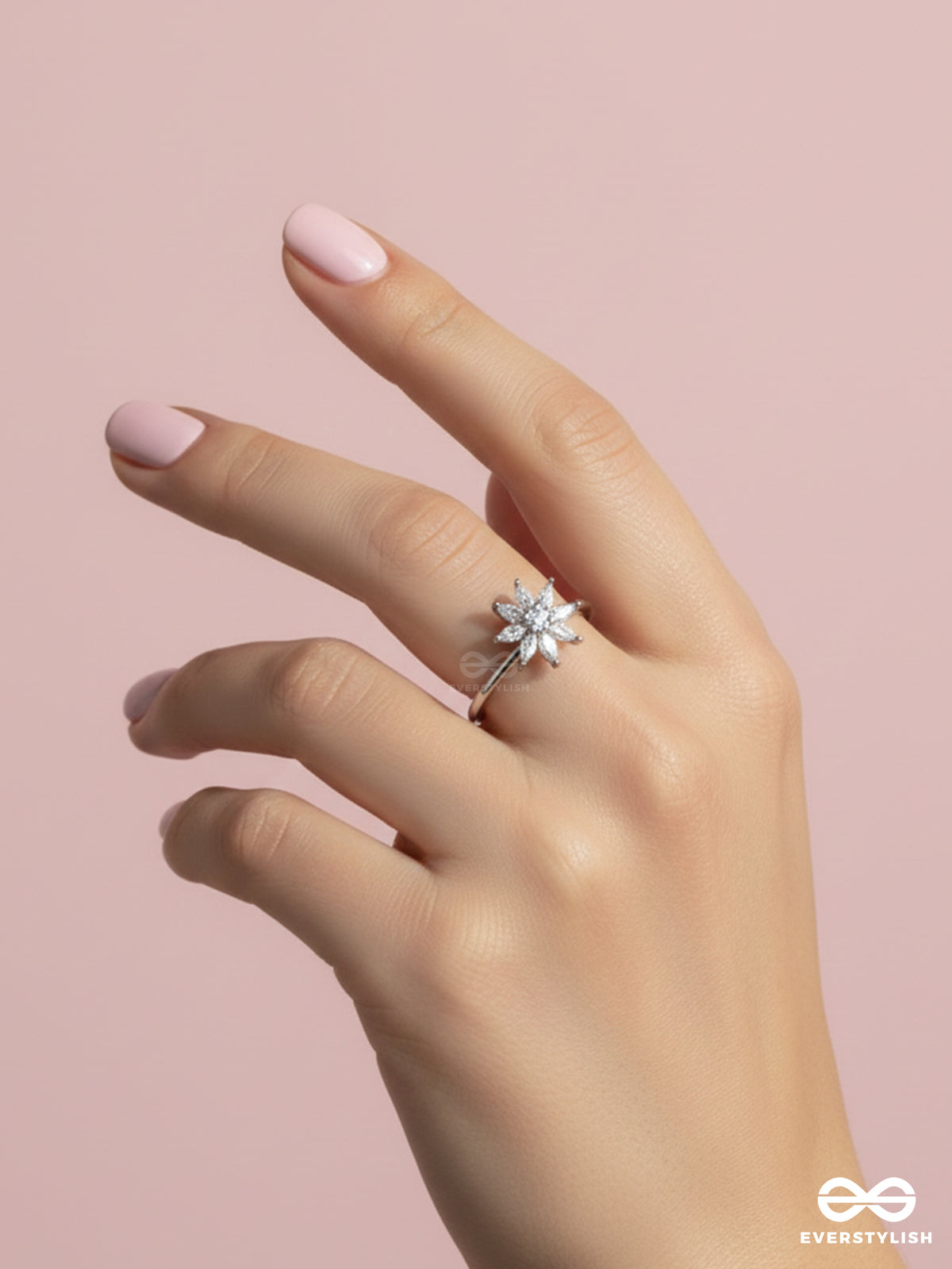 Celestial Spark - Dazzling Spinner Silver Ring