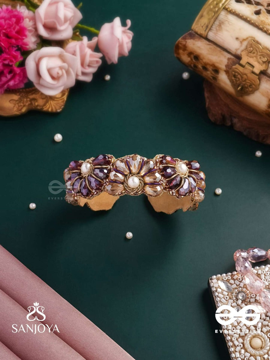 Shyamalika - Dark Bloom A Floral-Inspired Bracelet Adorned With Dark-Hued Gemstones And Pearls