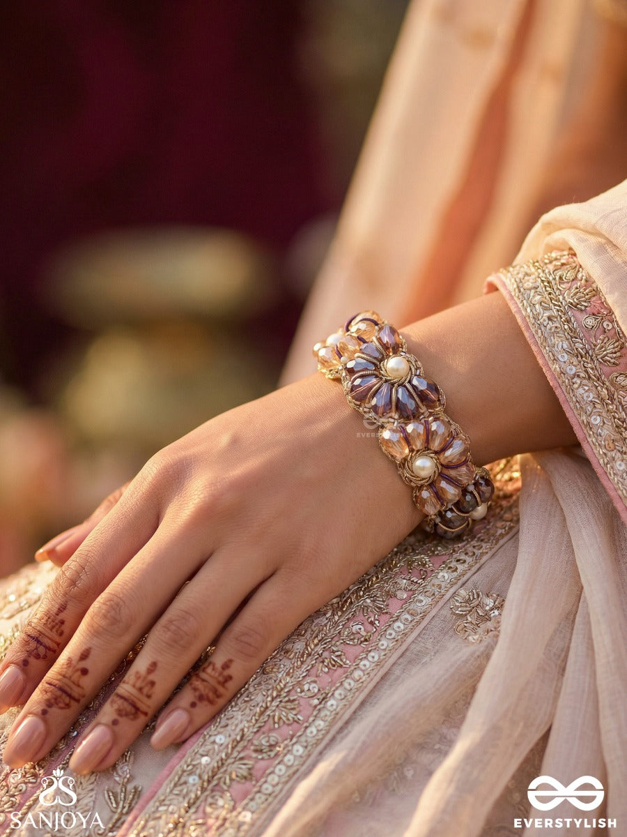 Shyamalika - Dark Bloom A Floral-Inspired Bracelet Adorned With Dark-Hued Gemstones And Pearls