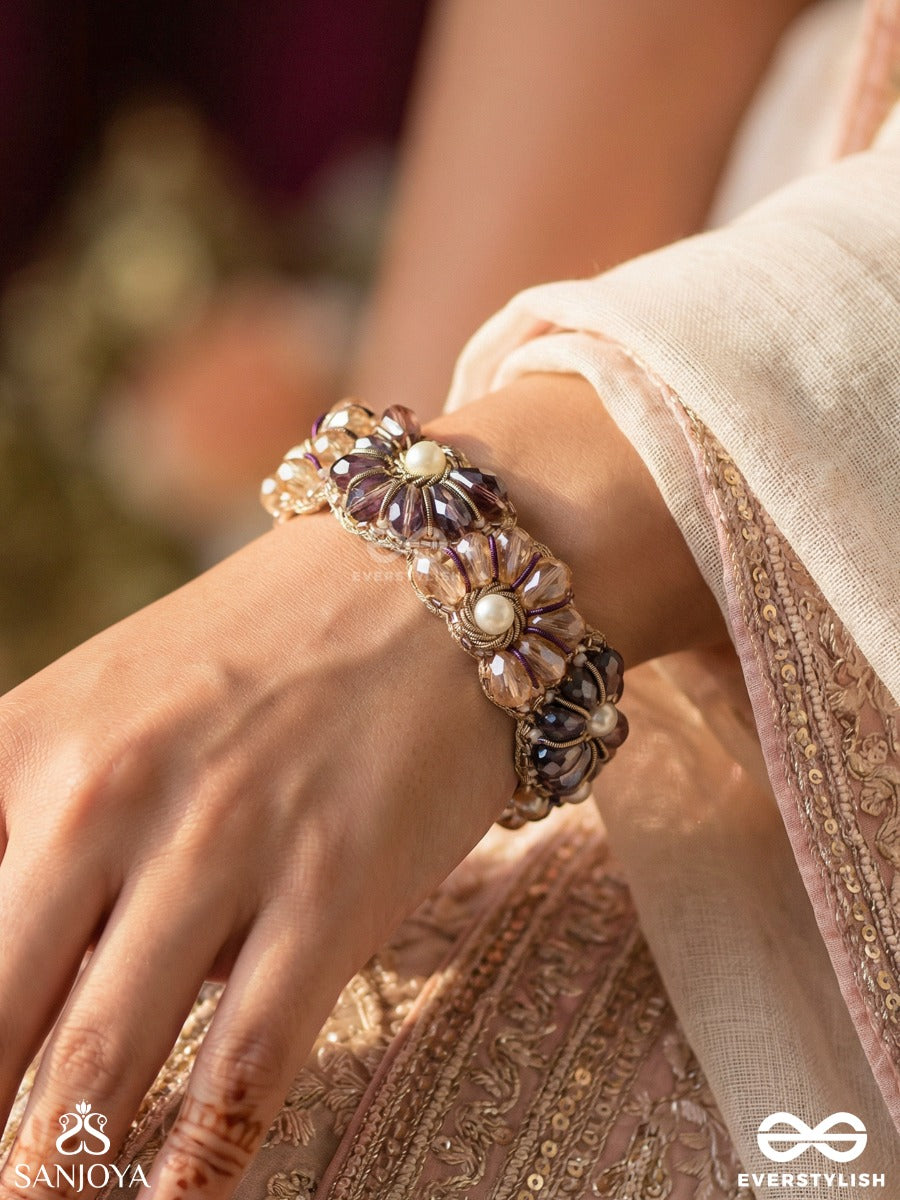 Shyamalika - Dark Bloom A Floral-Inspired Bracelet Adorned With Dark-Hued Gemstones And Pearls