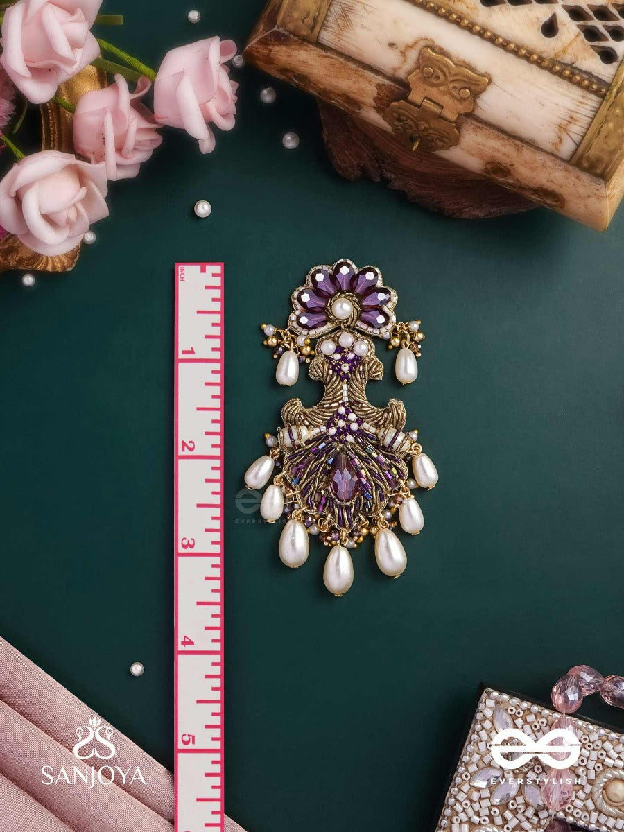 Shyam Pushp- Dark Blossom A Regal Earring With Rich, Dark-Hued Gemstones And Pearl Accents, Resembling A Blooming Flower