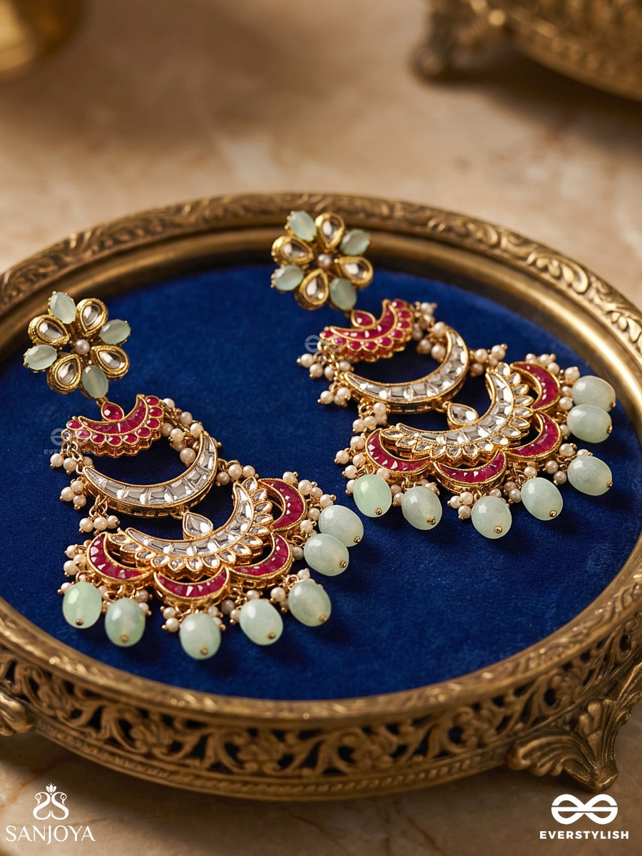 Chandrika Dhara- Moonlight Cascade Exquisite Floral Kundan Earrings Adorned With Pearls And Pastel Beads