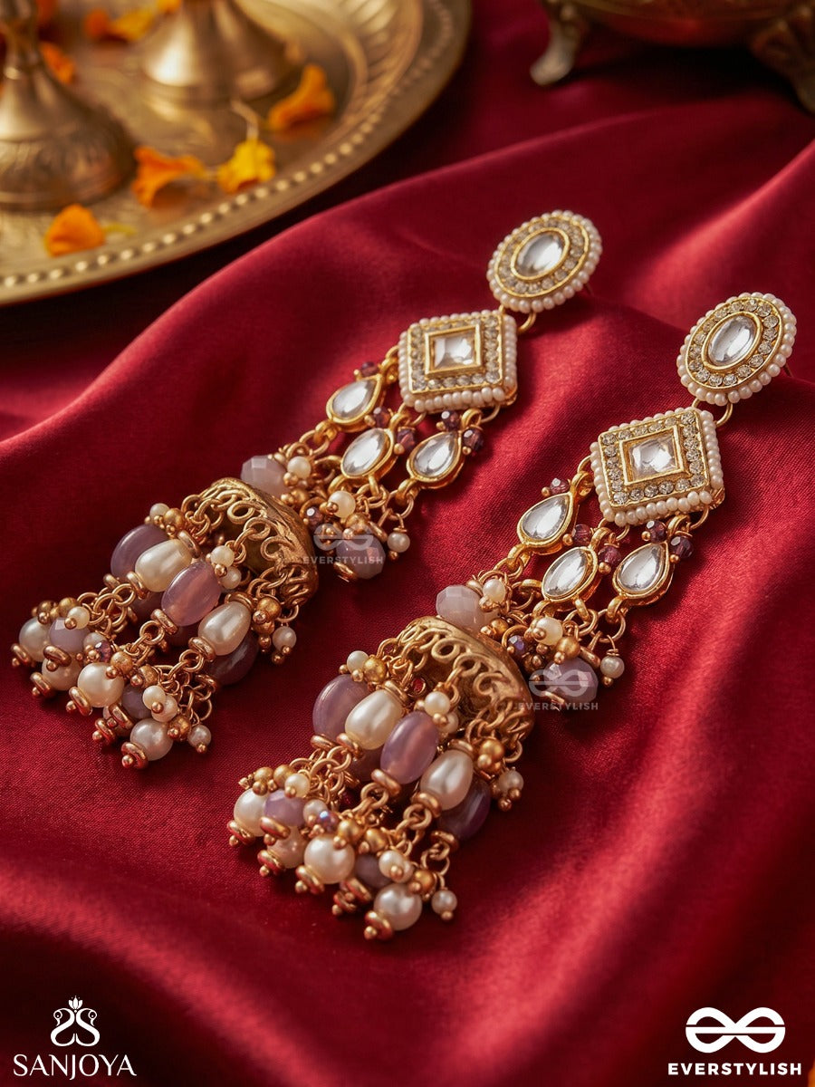 Rajitika - Royal Adornment - Statement Earrings With Tiered Design And Multi-Drop Accents