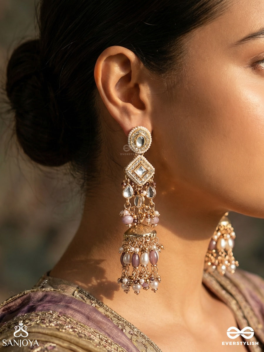 Rajitika - Royal Adornment - Statement Earrings With Tiered Design And Multi-Drop Accents