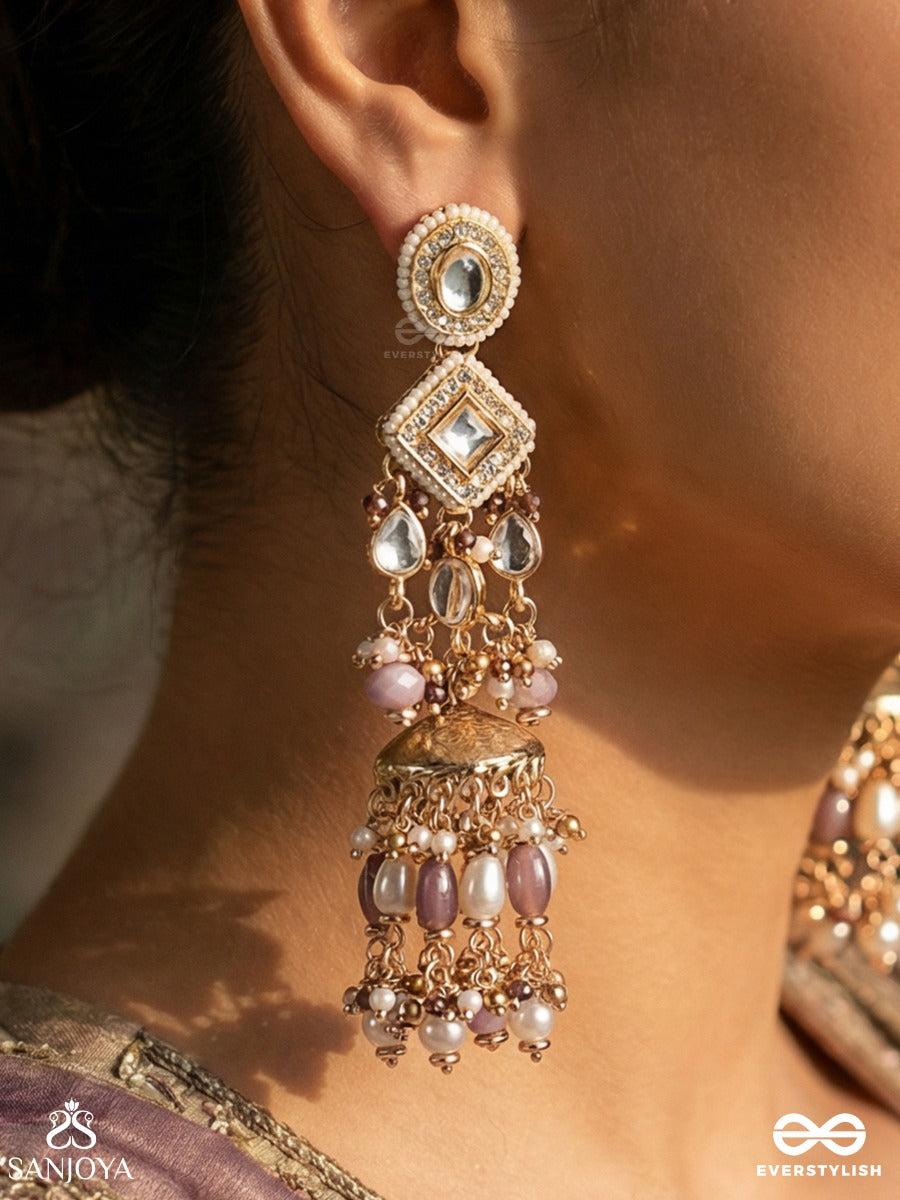 Rajitika - Royal Adornment - Statement Earrings With Tiered Design And Multi-Drop Accents