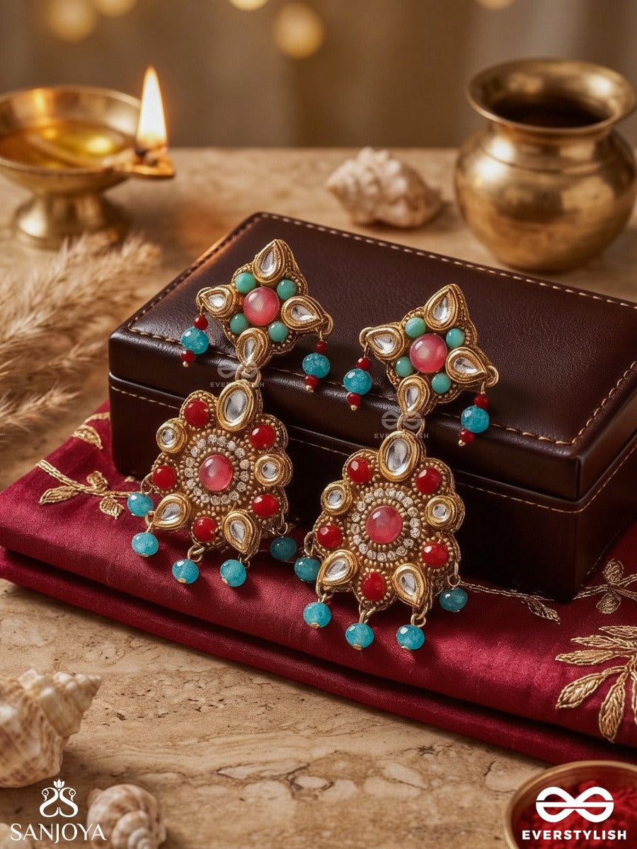 Rang Tarangini - Jahnvi Kapoor Inspired Earrings With Colorful Beads, Stones, Pearls And Intricate Design