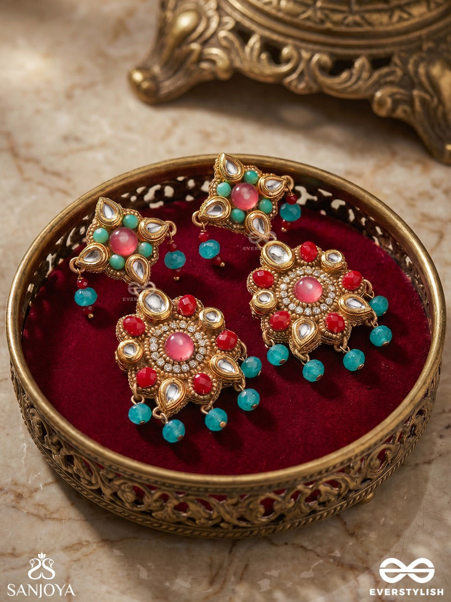 Rang Tarangini - Jahnvi Kapoor Inspired Earrings With Colorful Beads, Stones, Pearls And Intricate Design