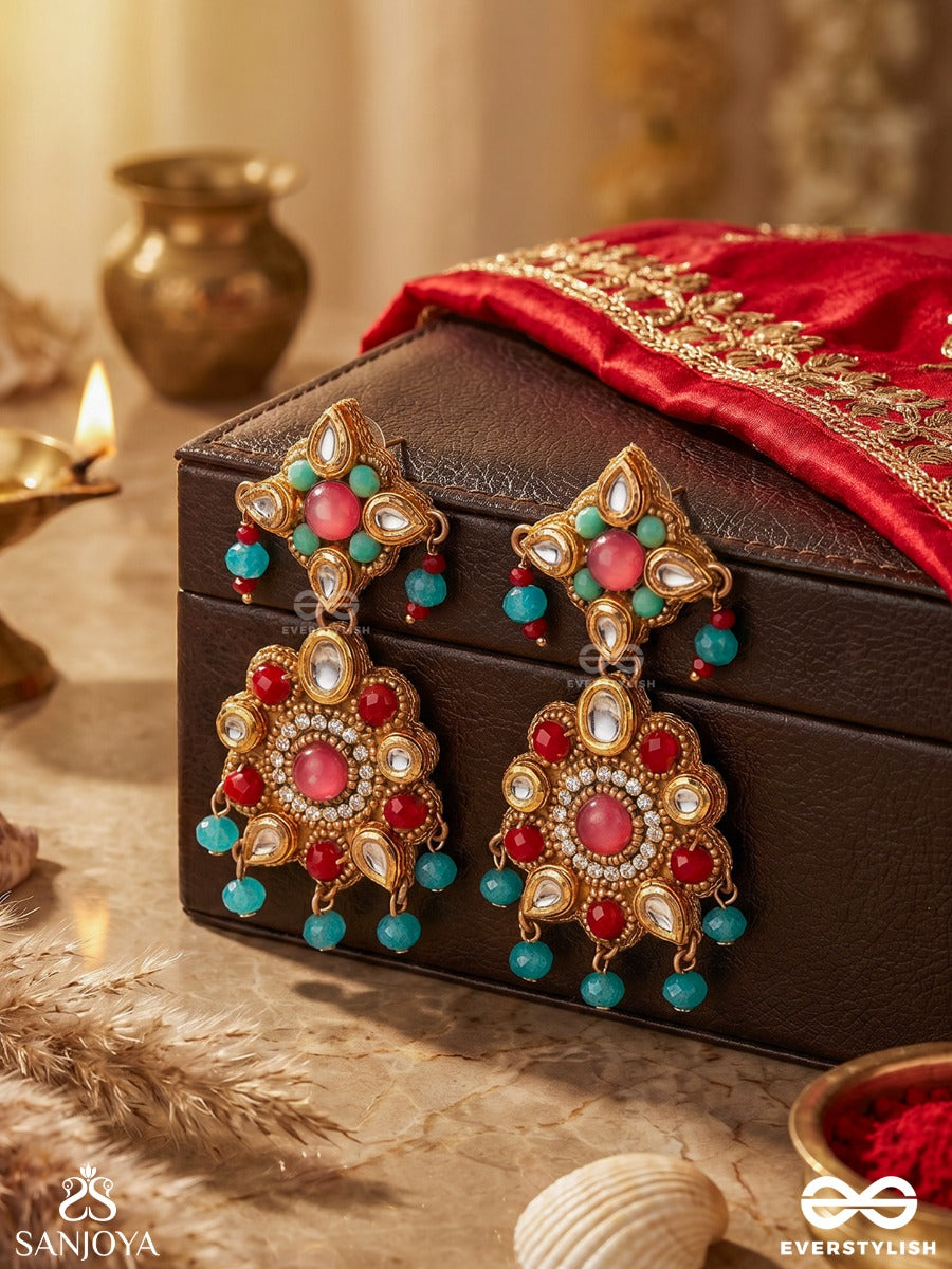 Rang Tarangini - Jahnvi Kapoor Inspired Earrings With Colorful Beads, Stones, Pearls And Intricate Design