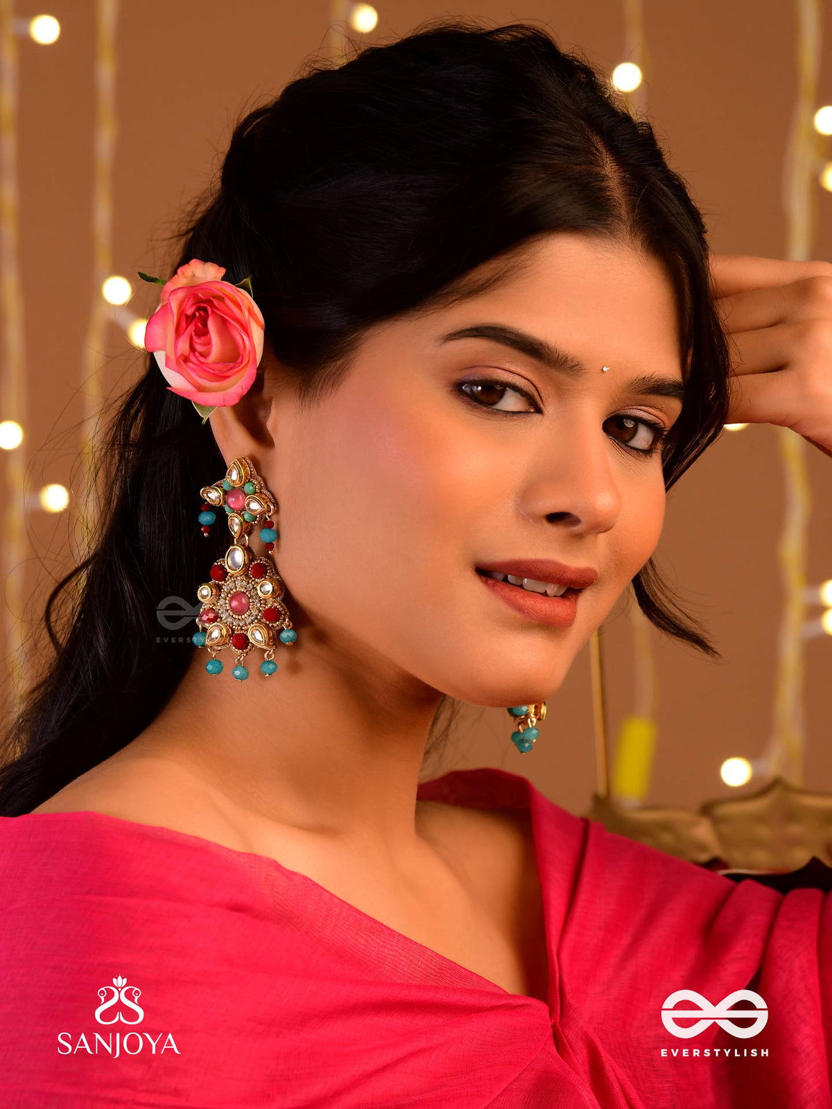 Rang Tarangini - Jahnvi Kapoor Inspired Earrings With Colorful Beads, Stones, Pearls And Intricate Design