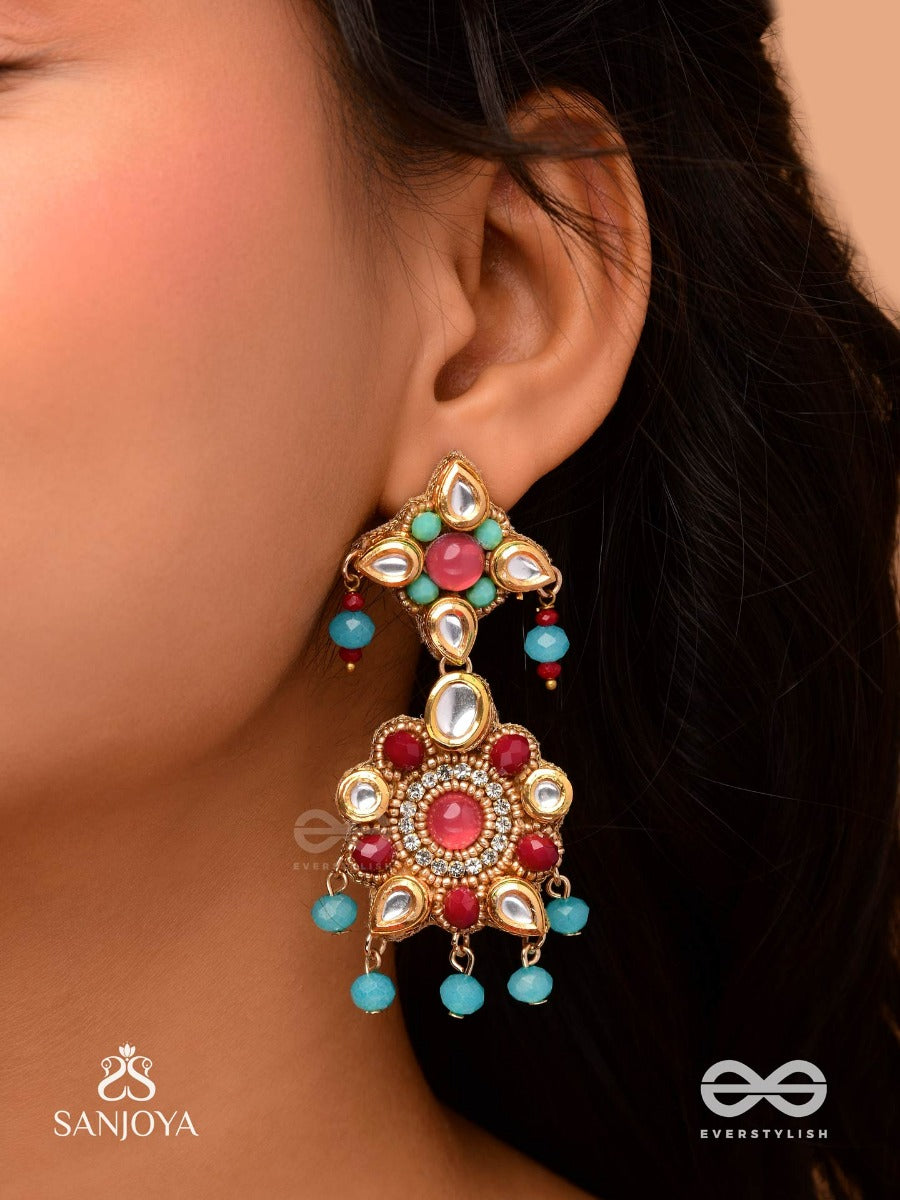 Rang Tarangini - Jahnvi Kapoor Inspired Earrings With Colorful Beads, Stones, Pearls And Intricate Design