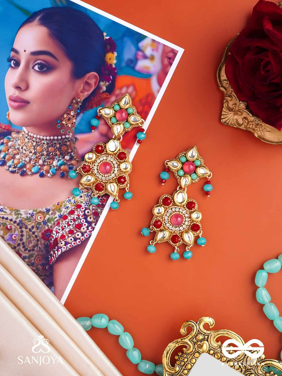 Rang Tarangini - Jahnvi Kapoor Inspired Earrings With Colorful Beads, Stones, Pearls And Intricate Design