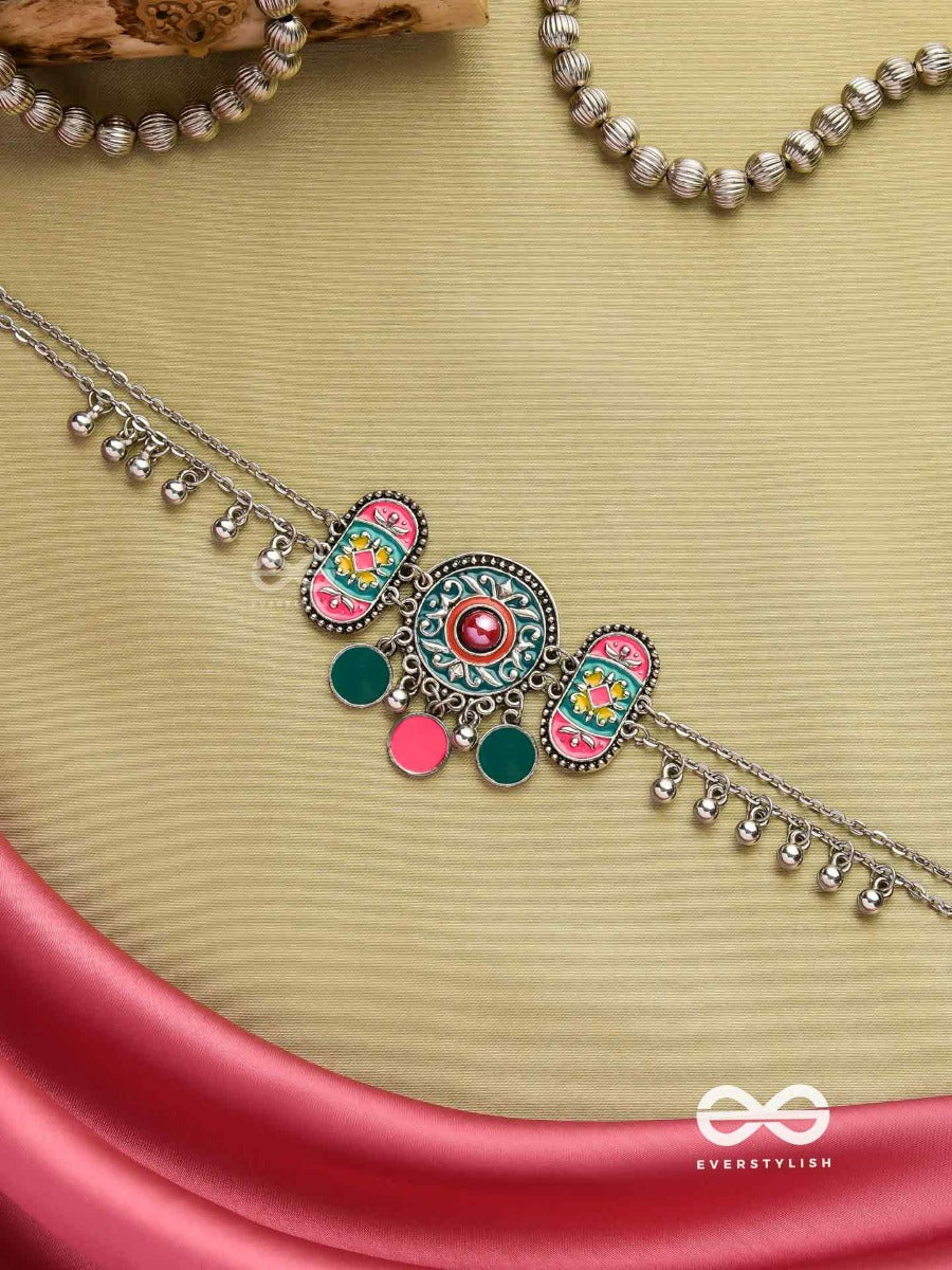 Tribal Grace- Enameled Oxidized Choker With Ghungroo's
