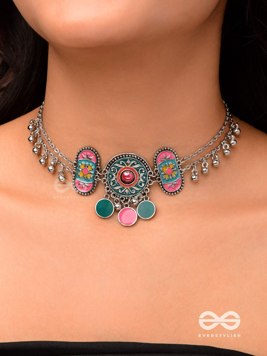 Tribal Grace- Enameled Oxidized Choker With Ghungroo's