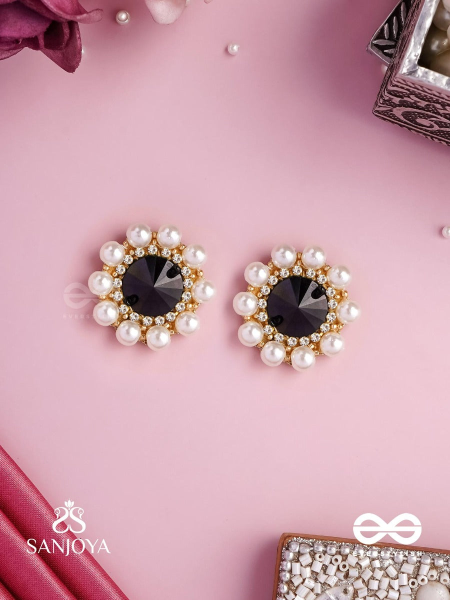 Ratriratna - Alia Bhatt Inspired Earrings With A Black Stone And Pearls, Symbolizing Purity And Elegance
