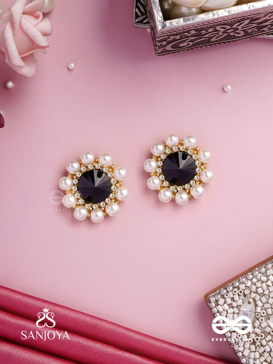 Ratriratna - Alia Bhatt Inspired Earrings With A Black Stone And Pearls, Symbolizing Purity And Elegance