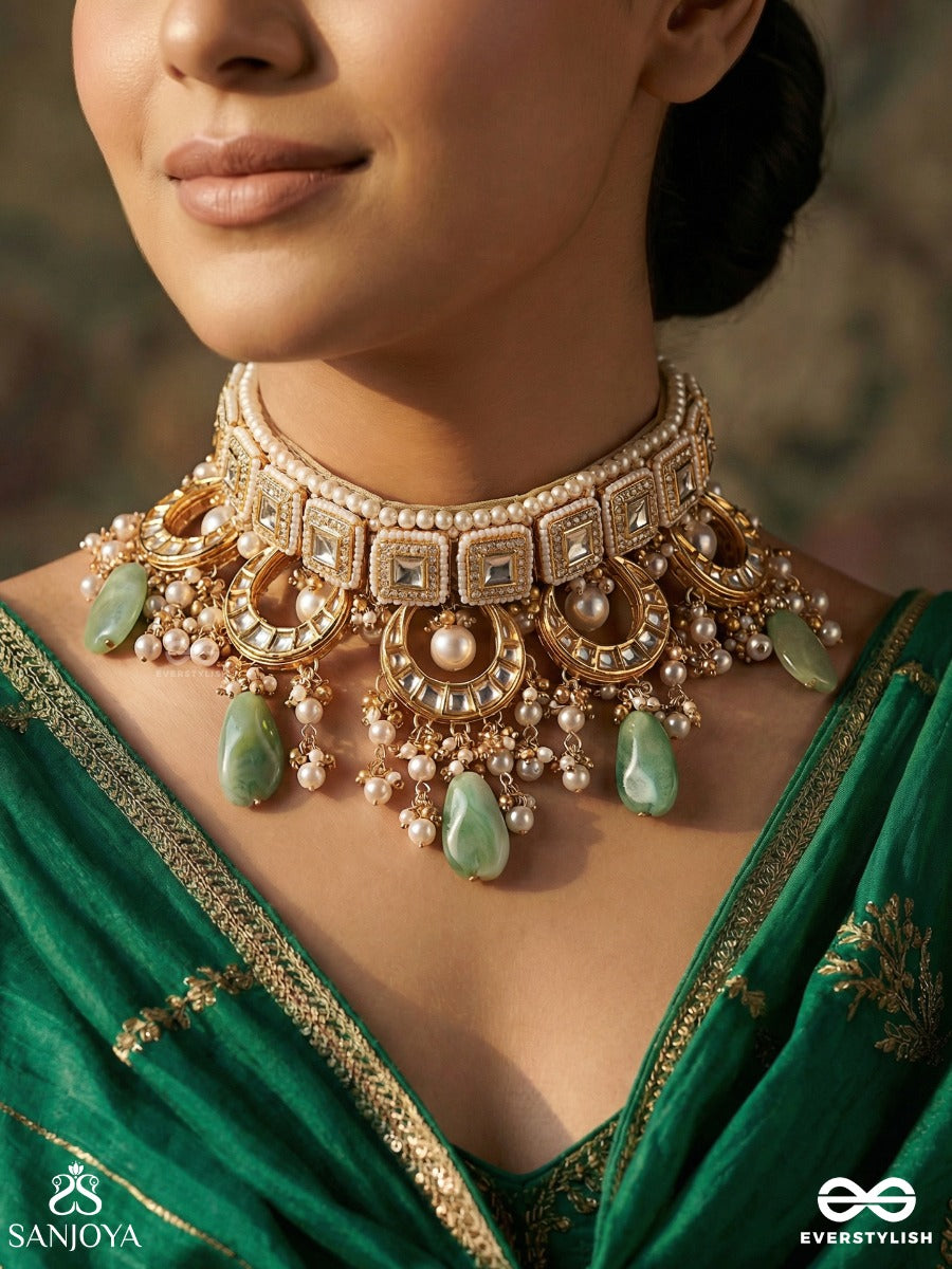 Vasuchakra - Treasured Circles - Festive Necklace With Ornamental Loops And Drop Accents