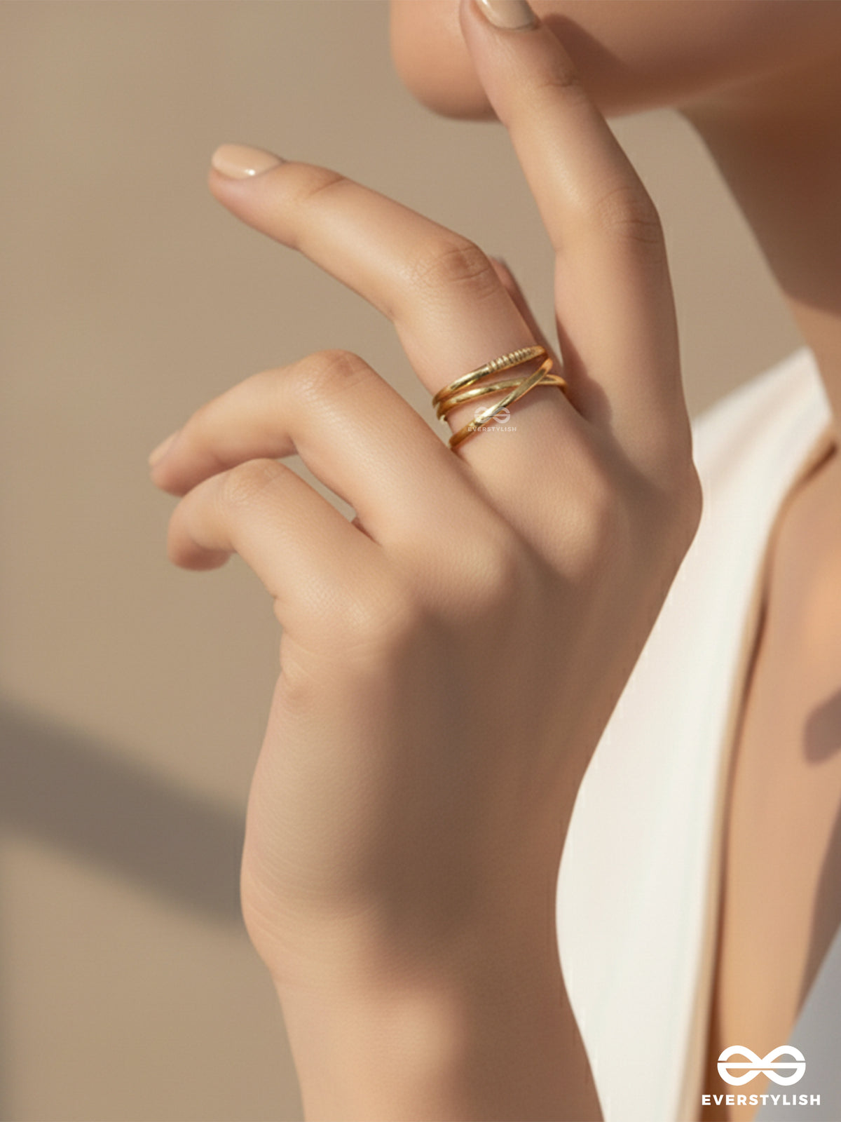 Ripple Charm - Golden Stainless Steel Anti-Tarnish Ring