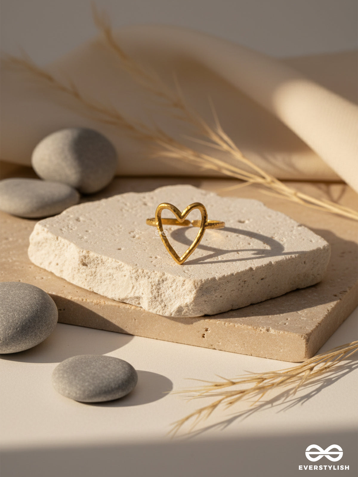 Love Is In The Air- Golden Heart Shaped Stainless Steel Anti-Tarnish Ring